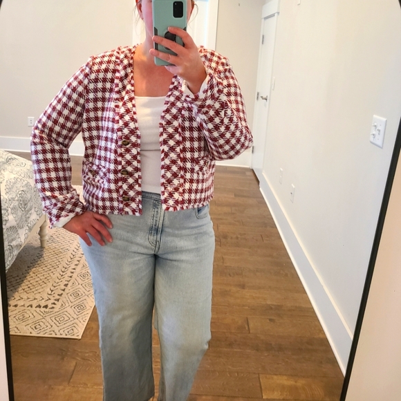 Jackets & Blazers - NWT Ann Taylor Cropped Tweed Fringe Blazer